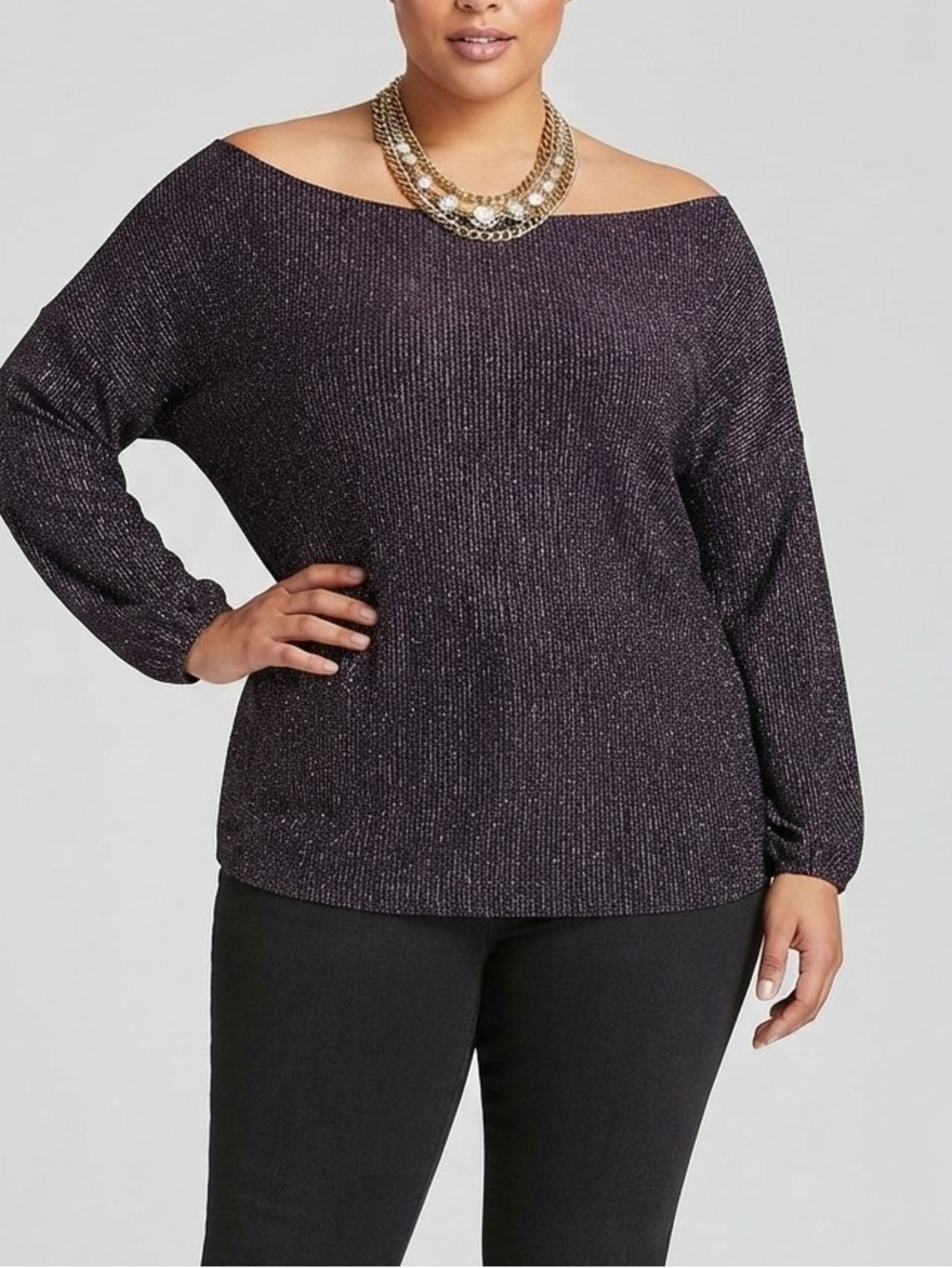 ADDITION ELLE Glitter Blouse Crew Neck Holiday Wear Plus size 4X
